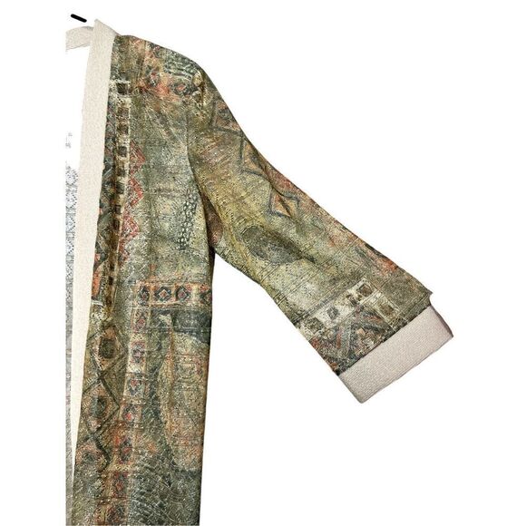 Vintage R&M Richards By Karen Kwong‎ Green Multicolor Duster - Picture 4 of 10